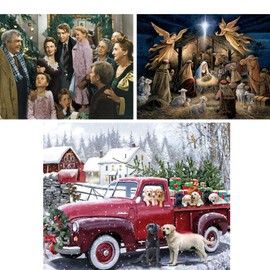 Bits and Pieces - Value Set of (3) 100 Piece Jigsaw Puzzles for Seniors - Each Puzzle Measures 15" x 19" - 100 pc Large Piece Christmas Jigsaws by Various Artists