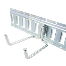 E-Track Storage Kit, Includes 2 Dual Arm E-Track Hooks, 2 x 1 ft E-Track Sections, Heavy Duty 12 Gauge Steel, Perfect for Garage, Trailer or Workshop Storage of Garden Hoses, Cords, Tools & More