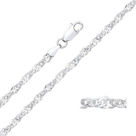 Old English Jewellers Sterling Silver 3mm Singapore Chain Necklace 16 18 20 22 24 inch - 925 Silver (22)