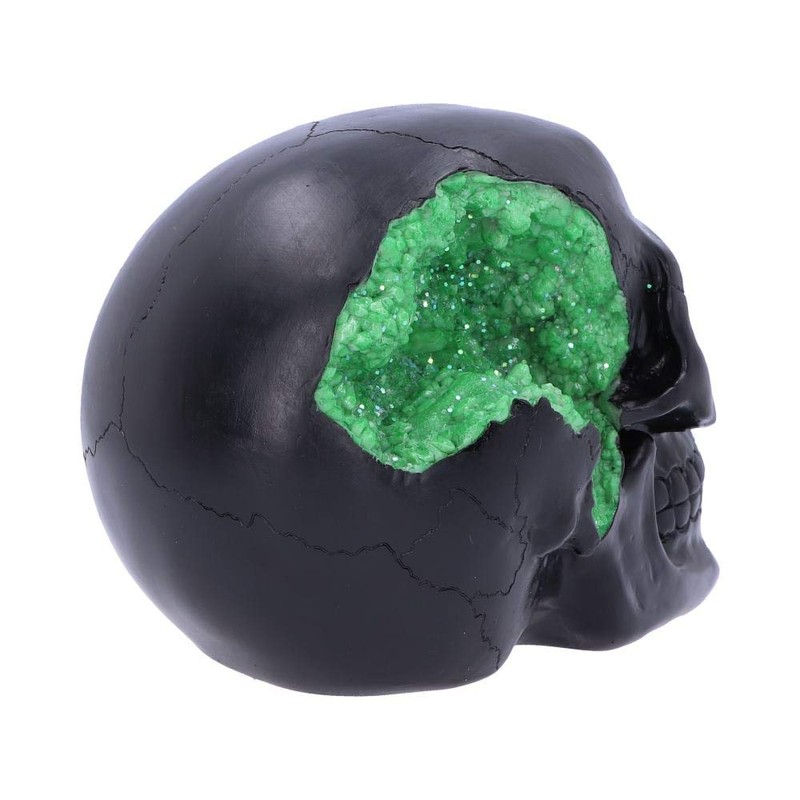 Nemesis Now Horror Skull Ornament Polyresin Black Green Geode 17cm