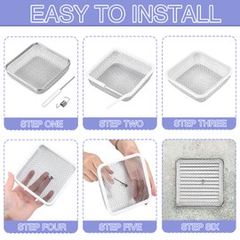 Frienda Flying Animal Screen RV Furnace Vent Cover 4.5 x 4.5 x 1.3 Inches Stainless Steel Mesh with Installation Tool and 16.9 Inches Silicone Rubber for Water Heater
