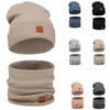 Mikos * Women's Set Hat & Loop Cotton Long Beanie