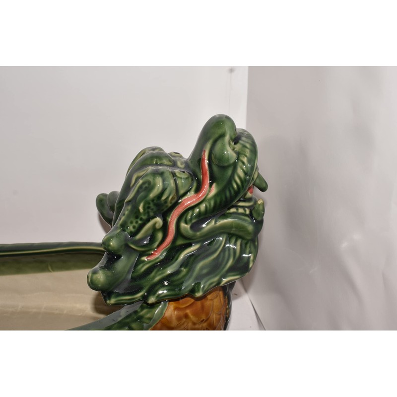 New 24" Asian Oriental Double Headed Green Dragon with Fire