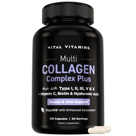 Collagen for Women - Plus Vitamin C, Biotin, Hyaluronic Acid - Type, I, II, III, V & X Multi Complex - 150 Pills