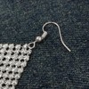 Suyi Trendy Women Earrings Metal Mesh Grid Sequins Tassel Long