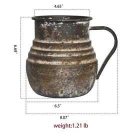 Rustic Metal Flower Vase Farmhouse Brown Decorative Vase for Dining Room Unique Home Decor