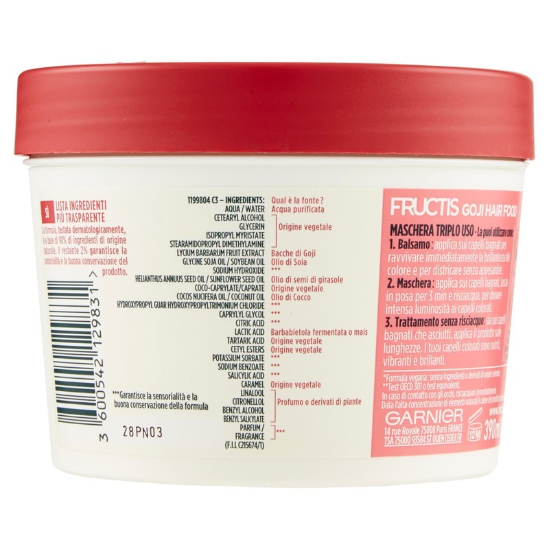 Garnier Fructis Hair Food Bacche Goji Mask Nutriente 3 in