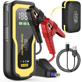 Csyibeielec 4000A Jump Starter - Car Battery Jump Starter for Up to All Gas and 10.0L Diesel Engines,12V Portable Battery Jump Starter Box with Storage Case,USB Quick Charge and LCD Display
