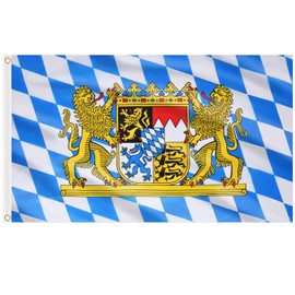 AhfuLife 2 Pcs Oktoberfest Flag 3x5 Ft for Oktoberfest Decorations, Bavarian German Flag - Double Sided with Brass Eyelets for Beer Tent, Bar Club Indoor Outdoor Autumn Decorations