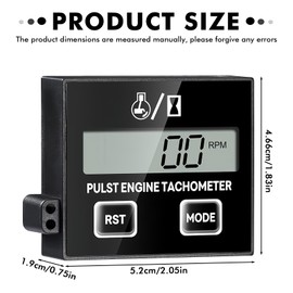 GOEDCH Präzisions-Drehzahlmesser: Drehzahlmesser Motorsäge, Betriebsstundenzähler, Industrietauglicher Betriebsstundenzähler, Universelles RPM-Messgerät für 2/4-Takt Motoren, Hydrauliksystemen