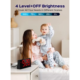 GOLOZA Digital Alarm Clocks for Bedrooms, Digital Clock with 4 Level Brightness +Off, Dual Customizable Alarms, USB Port, Power-Off Memory, Snooze, DST, 12/24H, Desk Clock for Kids Adults Elderly
