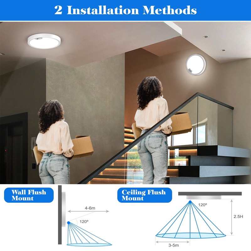 Motion Sensor Ceiling Light Wired, LED Flush Mount Ceiling Light