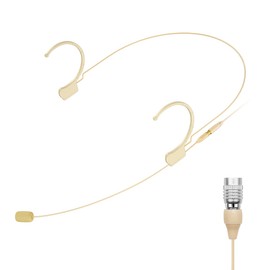 KIMAFUN Headset/Headworn Microphone Professional Earset Over Ear Hanging Condenser Mic Compatible with Audio Technica Wireless System Bodypack Transmitter, for Performance, Theater, Lecture - BeigeT4