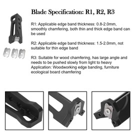 Woodworking Edge Trimmer, Worktop Edge Banding Trimmer Tool, Manual Planer for Wood, Aluminum Alloy Manual Edge Chamfer Burr Bander Arc Woodworking Scraper with 3 Blades