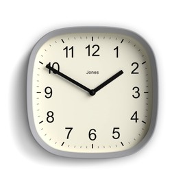 JONES CLOCKS Square Retro Wall Clock Made of High Quality Acrylic 'Sprite' in Grey, 25 x 25 x 5 cm