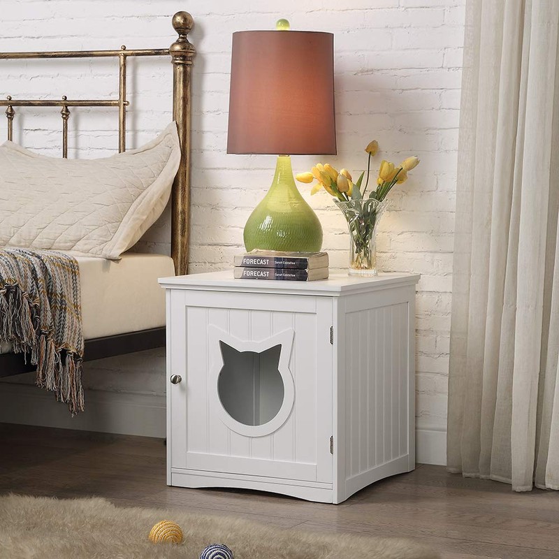 Cat House Side Table, Nightstand Pet House, Litter Box Furniture