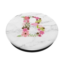 WHITE MARBLE PHONE GRIP PINK LETTER B INITIAL - B LETTER B