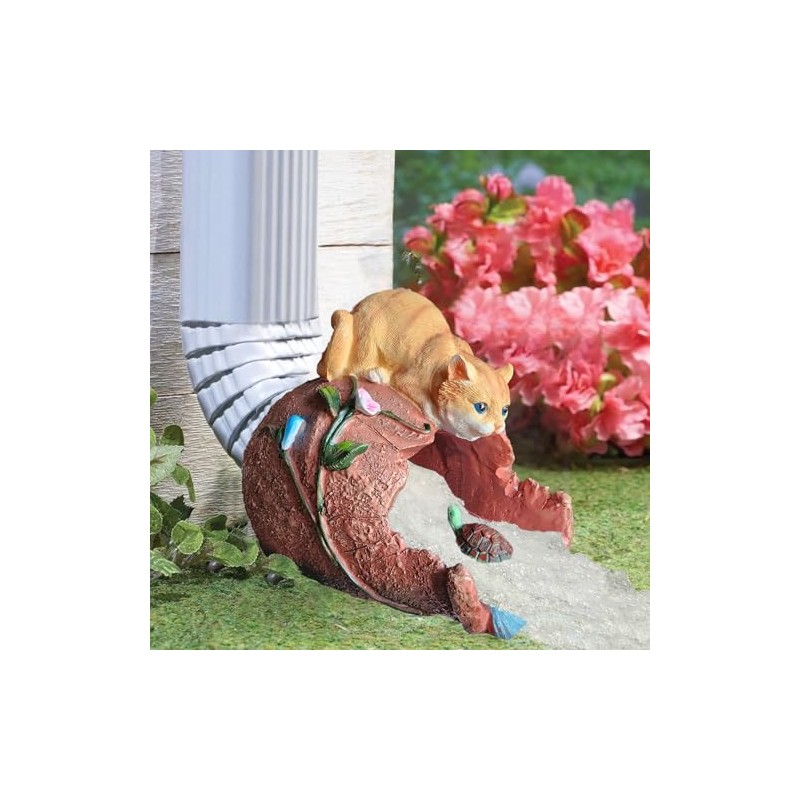 pandaxing Cat Gutter Guardian Rain Downspout Extension Statue, Decorative Downspout