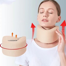 Neck Brace Soft Neck Support Foam Cervical Collar Neck Brace for Neck Pain and Support，Adjustable Neck Brace for Sleeping, for Men & Women Khaki L