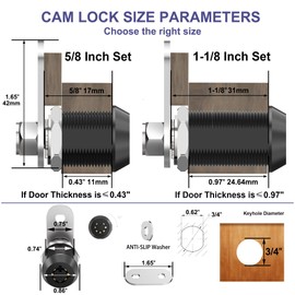 Jayseon 3 Pack RV Storage Locks, 1-1/8" Cabinet Locks with Keys, RV Cam Lock Keyed Alike RV Locks for Storage Door, Zinc Alloy