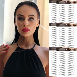 Black Eyebrow Tattoo 66 Pairs (High Arched Eyebrows), Hair-Like Popular Fake Eyebrows Waterproof Lasting 4D Realistic Makeup Tattoo Arch Style, Eyebrow Transfer Stickers for Women Girls