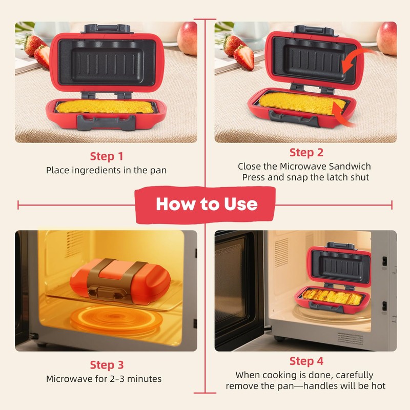 Mico Dingker Microwave Sandwich Maker, Microwave Toastie Maker, Snack Maker