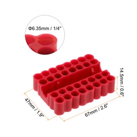 Kozelo Plastic Hex Shank Screwdriver Bit Holder Organizer 32 Holes 1/4 Inch Plastic Drill Bits Storage Case for Any 1/4" Hex Shank Metal Driver Bits Use, Red