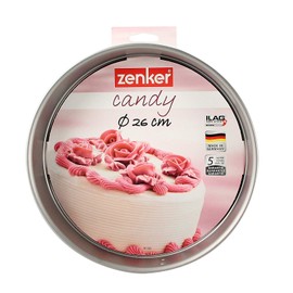Zenker Springform mit Flachboden 26 cm Candy, traditionelle Backform für köstliche Backkreationen, Backform mit Antihaftbeschichtung, (Farbe: silber/coolgrey), Menge: 1 Stück