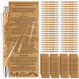 MotiMind 100 Sets Religious Bible Verse Gifts Bulk Christian Bookmarks Inspirational Bamboo Pens Easter Gifts for Men Women Sunday School Church Activities