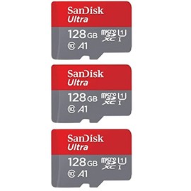 SanDisk Ultra 128GB microSDXC UHS-I Card with Adapter(SDSQUAR-128G-GN6MA), 3 Pack(128GB)