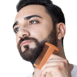 Peine para el cabello Peines para barba de dientes finos y gruesos de doble cara de Bambú con Funda y Pequeño Peine de Viaje para Cuidado Ecológico de Barba y Cabello, para Hombres y Mujeres