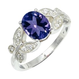 JEWELSTREZORO Gemstone Band Ring 925 Sterling Silver Ring Men's & Women's Band Ring Gift Item Jewellery TSR1251AA, Gemstone Precious metal gemstone, Tanzanite bred in the laboratory