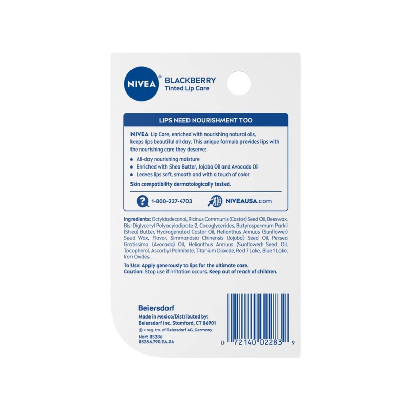 NIVEA Blackberry Lip Care, Tinted Lip Balm with Shea Butter,
