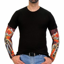Hot Leathers ARM1016 Fire Biker Arm Sleeve - One Size Fits Most