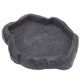 SunGrow Hermit Crab Water Bowl and Bathing Pool, 5 x 5.5 Inches, Reptile Food Bowl and Hermit Crab Supplies, Water Dish and Climber, Charcoal Color, 1 Pc/Pack