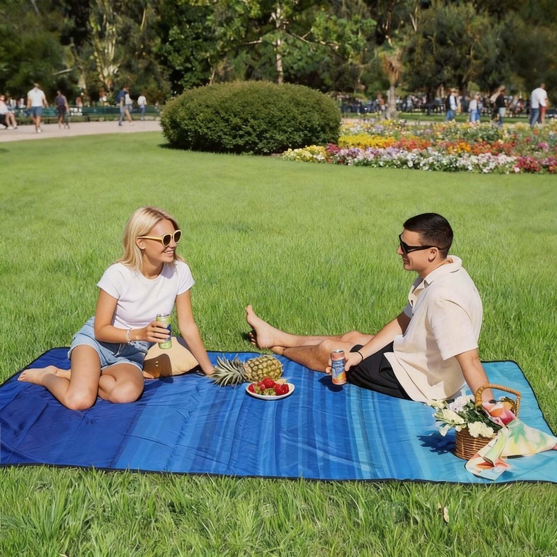 AISPARKY Pocket Beach Blanket Waterproof Sandproof Compact Picnic Mat with