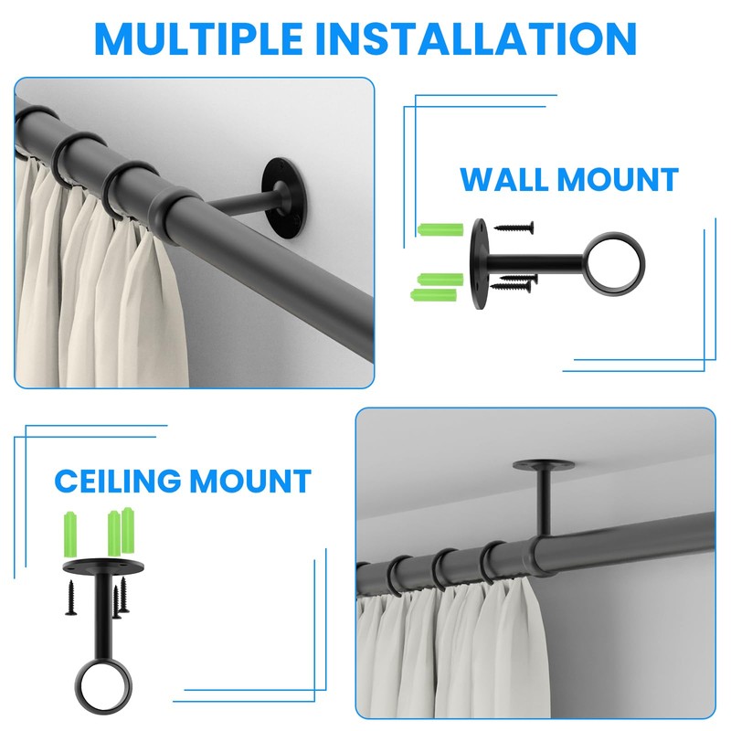 SDTC Tech 1-1/4 Inch Curtain Rod Ceiling-Mount Bracket Stainless Steel