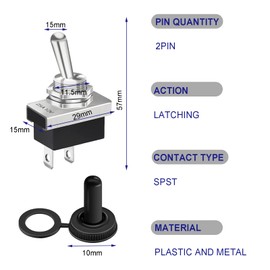 Mini Toggle Switch SPST On/Off 2 Connection Pin KN3D-101 Switch 12V DC 25A Metal Toggle Switch with Waterproof Cap Pack of 4