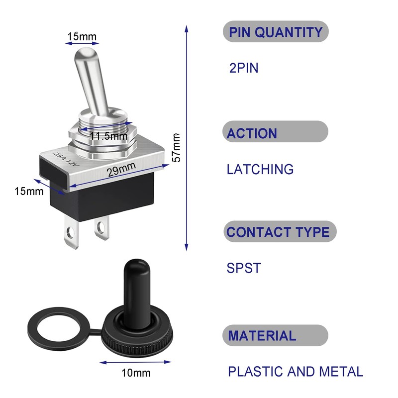 Mini Toggle Switch SPST On/Off 2 Connection Pin KN3D-101 Switch