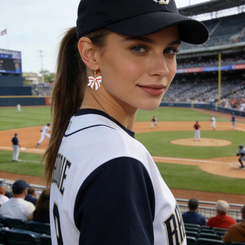 Cute Wooden Gnome Baseball Earring for Women|Asymmetric Dwarf Baseball Earrings|The