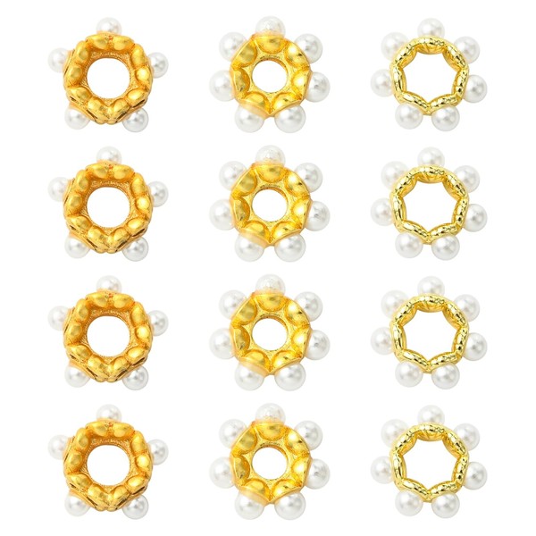 KitBeads 15Pcs 3 Styles 18K Gold Plated Flower Beads Brass