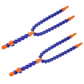 uxcell 2Pcs G1/2" Thread Flexible Water Oil Coolant Pipe Hose, 400mm Plastic Adjustable Round Nozzle Y Shape Cooling Pipe Hose with Switch for Lathe CNC Water Cooling System