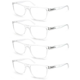 OLOMEE Large Reading Glasses Mens Oversized Wide Readers 0.75 Lightweight Clear Magnifying Cheaters for Men W/Big Head 4 Pack