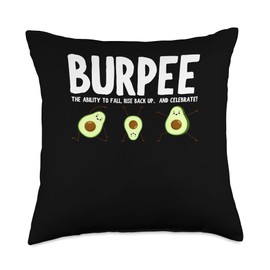 Cool Burpee Art For Girls Women Fitness Workout Gym Burpees Throw Pillow
