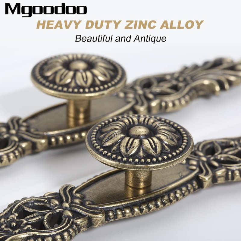 Mgoodoo 5PCS Knobs Handles with Plate, 6.7" Antique Bronze Cabinet