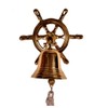 Purpledip Brass Nautical Bell with Captain's Wheel Hook: Unique Pirate