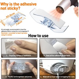 Appliance Cord Organizer for Kitchen Appliances Stick On Cable Winder Keeper, Hook Clip for Kitchenaid Mixer, Home Gadget Accessories for Easy Storage and Organization(8PCS)