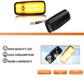 ADIIL Smoked Lens Sidemarker Dynamic Amber Lamps Sequential LED Front Side Marker Turn Signal Lights Assembly Compatible With 1986-2002 Mercedes W463 G-CLASS