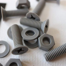 20 x Grey Countersunk Screws Polypropylene (PP) Plastic Nuts and Bolts, Washers, M6 x 20mm, Acrylic, Water Resistant, Anti-Corrosion, Chemical Resistant, Gray, 15/64" x 25/32