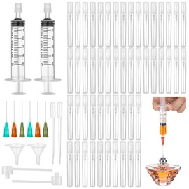 Threlaco 64 Pcs 5ml Perfume Refill Pump Tools Perfume Decanter Kit 50 Mini Refillable Spray Bottle 2 Syringe Extractor 2 Funnels 2 Droppers 6 Long Syringe 2 Dispenser Pumps for DIY Making Fragrances
